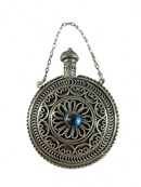Old Palestine Sterling Round Perfume Scent Flask Fancy Chatelaine Perfume Bottle — Antiques:Silver:Sterling Silver (.925):Bot