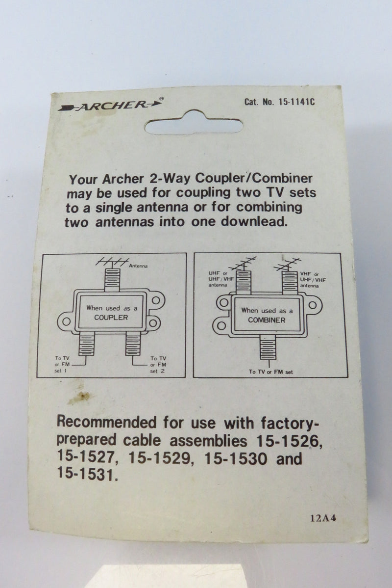 Vintage Archer UHF/VHF/FM 75-Ohm Coaxial Coupler 15-1141C