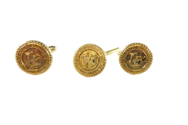 Rare Muhlenberg College Cufflink & Tie Tack Set Gold Filled Vintage