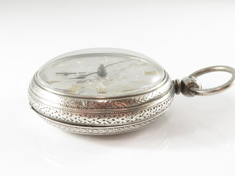 c1880 Silver Dial Chain Driven Fusee Pocket Watch UK Sterling Case Size 20s Thom