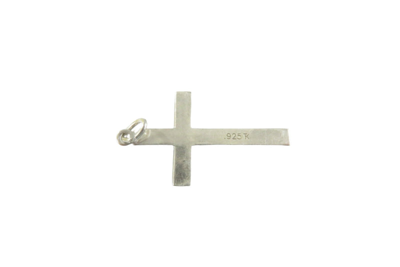 Sterling Silver Cross with Etched Details 925 TK Pendant Charm