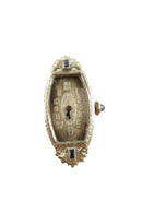 14K White Gold & Lab Sapphire Art Deco  ladies Watch