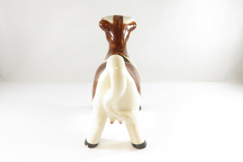 Vintage Ceramic Brown White Cow Form Creamer Milk Jug