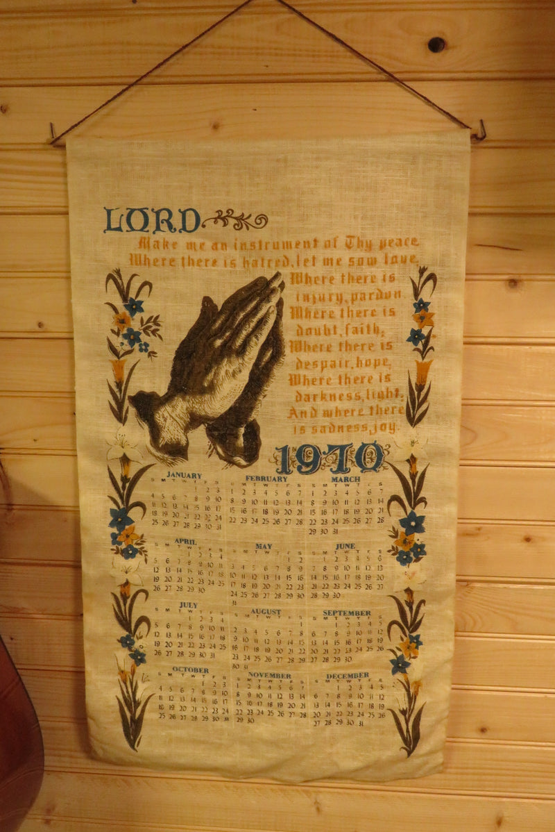 1970 Hanging Linen Wall Calendar Make Me An Instrument Prayer