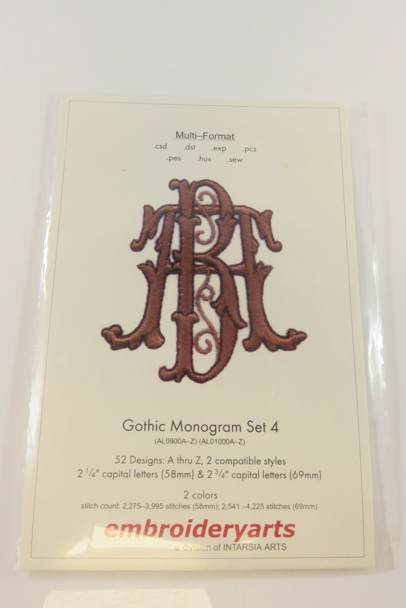 Gothic Monogram Set 4 Embroidery Arts Mini CD 52 Designs Windows 7