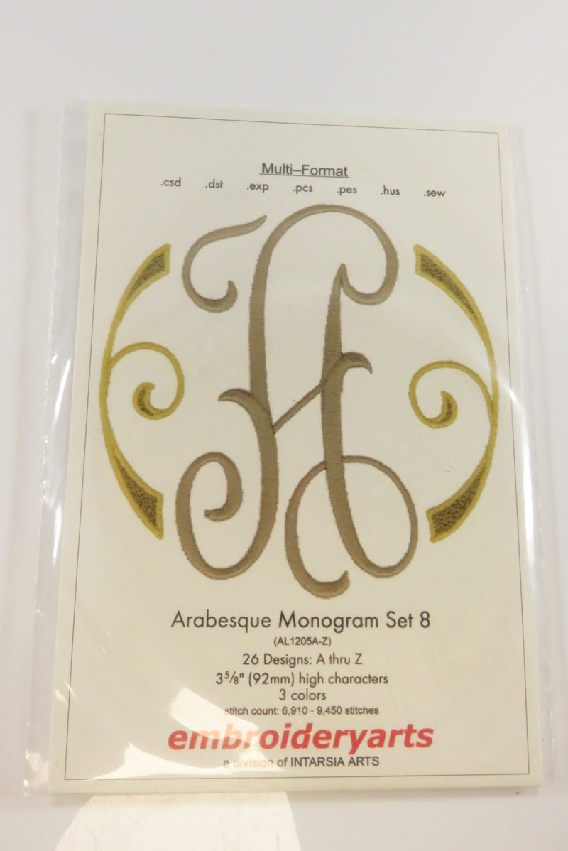 Arabesque Monogram Set 8 Embroidery Arts Mini CD 26 Designs Windows 7