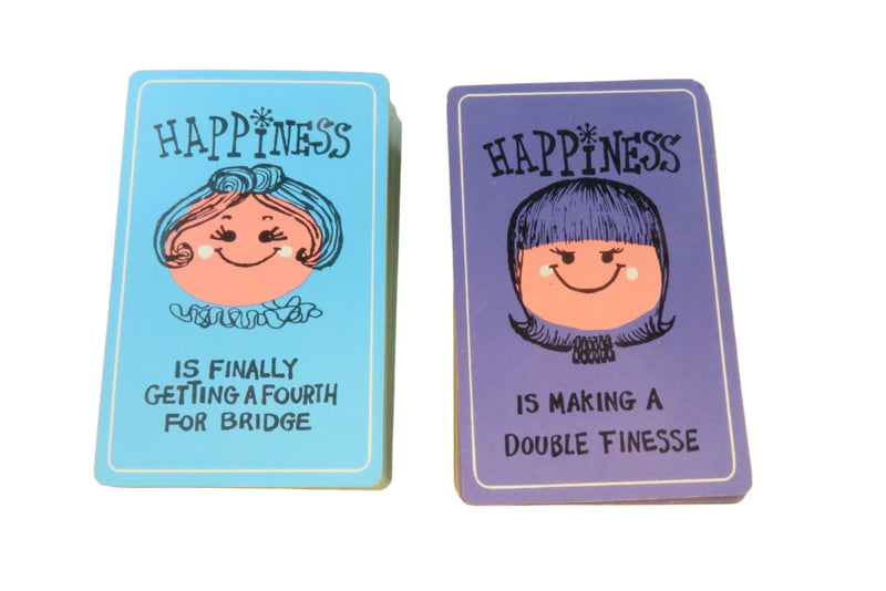 Vintage Set of Two Happiness Playing Cards by Whitman Publishing in Wood Case