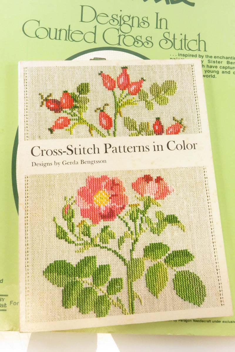 Vintage Cross Stitch Pattern Lot; Patterns in Color, Bordering on Basketliners,
