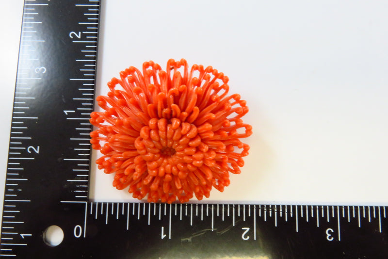 Orange Faux Coral Plastic Vintage Brooch Pin 2" x 1 3/4"