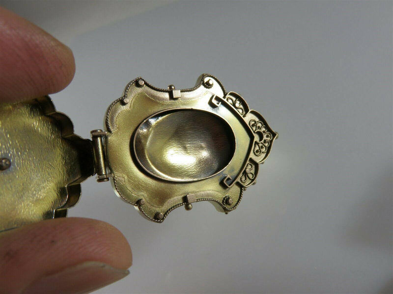 14K Rose Gold Victorian Etruscan Hidden Compartment Pearl Pendant 16.7 Grams - Just Stuff I Sell