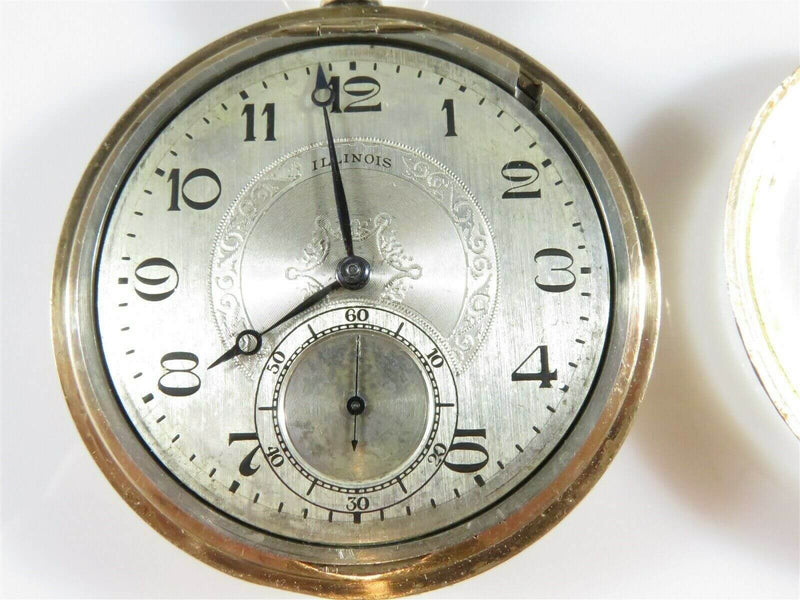 1912 Illinois Pocket Watch Grade 304, Model 7, 17j, 16s, Openface Fahy's 20 Yr - Just Stuff I Sell