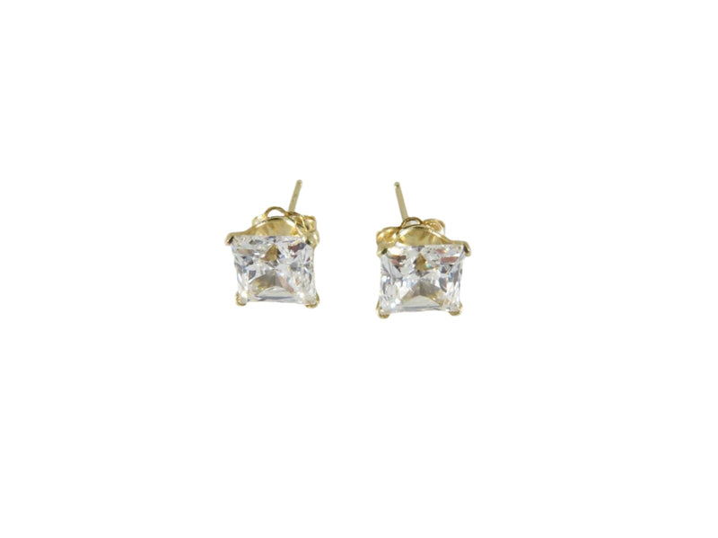 Solid 14K Yellow Gold Princess Cut 1.25 CTW Cubic Zirconia Stud Earring Set - Just Stuff I Sell