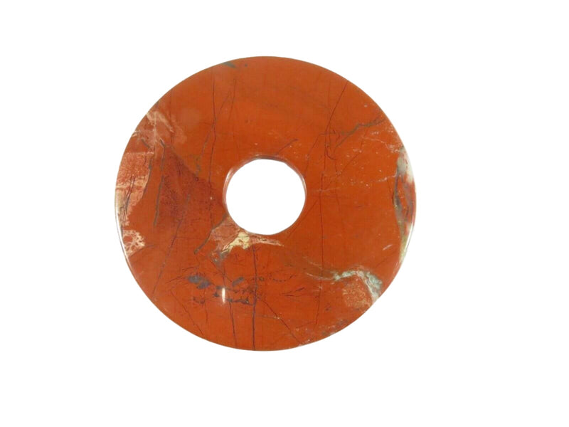 2 5/32" Round 3.22mm Dark Burnt Red Bi-Disc Granite Look Testing Nephrite Jade - Just Stuff I Sell