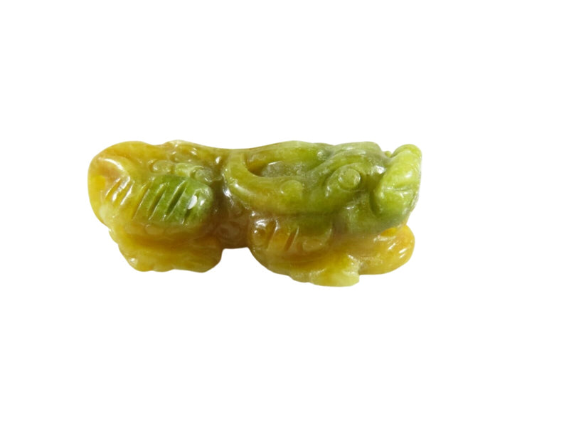 Vintage Chinese Nephrite Jadeite Jade Carved Foo Lion Pendant in Yellow Green - Just Stuff I Sell