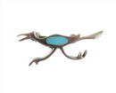 Silver Roadrunner Mexico Style Pin Turquoise Slice Southwester Style