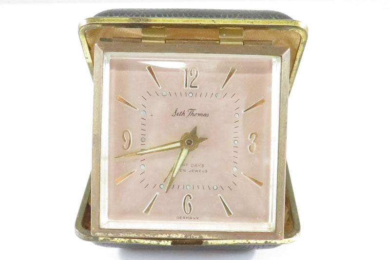 Vintage Seth Thomas 8 Days Seven Jewel Travel Alarm Clock for Parts