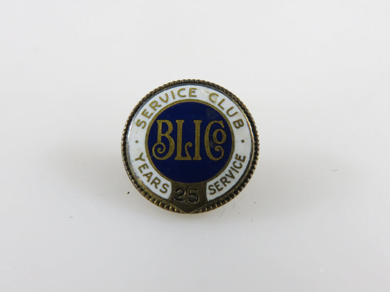 Vintage Bli Co Service Club 25 Years Service Gold Gilt Lapel Pin
