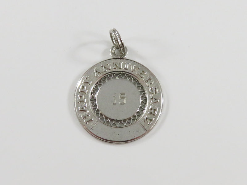 Vintage Sterling Silver Happy 15th Anniversary Charm Dated 1967