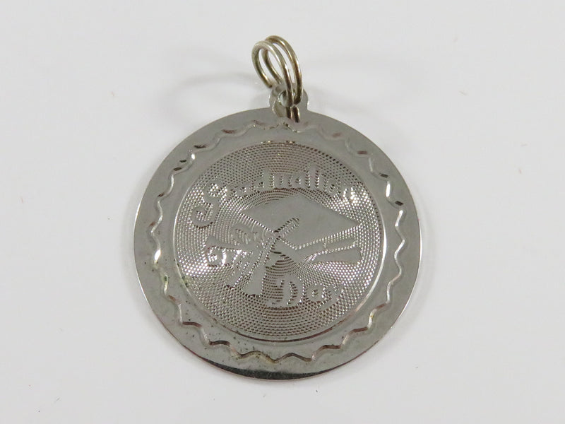 Vintage Sterling Silver Round Graduation Day Charm SAS Sterling