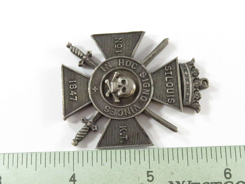 Antique 1903 Masonic Knights Templar Medal in Sterling Sterling Silver