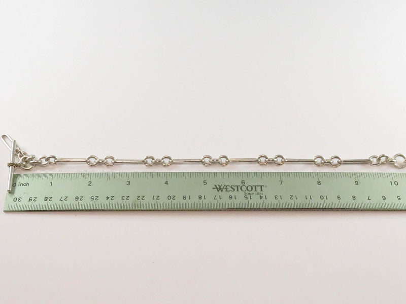 Art Deco 11 1/2" Sterling Silver Long & Short Link Pocket Watch Chain with Fob Chain