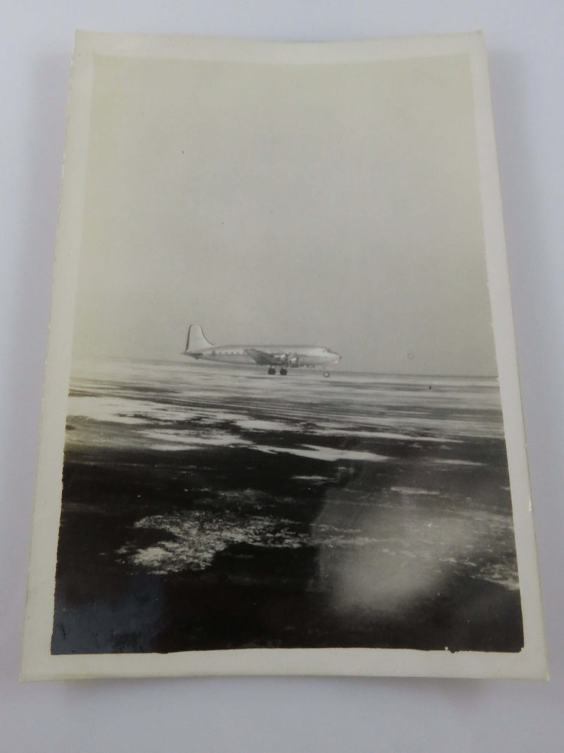 1947 American Overseas Airline Airplane on Tarmac B&W Photograph 5" x 3 1/2"