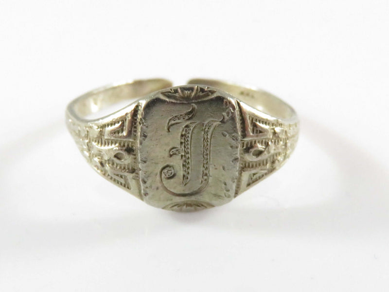 Antique Ostby Barton White Gold Signet Ring Size 10K For Scrap or Repurpose