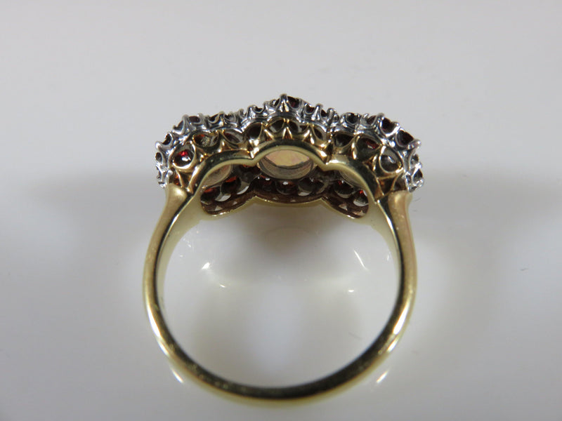 Unique Opal Engagement Ring 14K Past Present Future Garnet Surround - Just Stuff I Sell