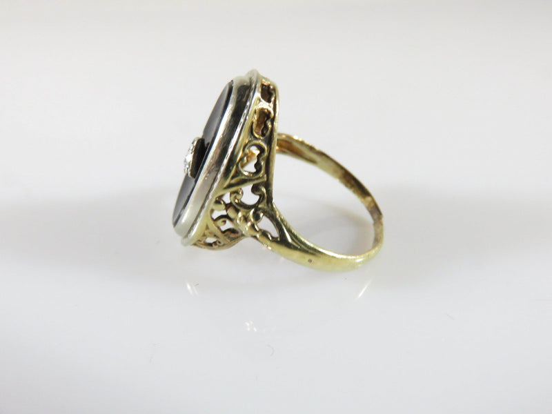 14K Yellow & White Gold Onyx & Diamond Ring for Repair or Repurpose - Just Stuff I Sell