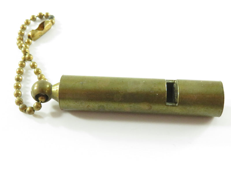 Vintage Solid Brass Whistle Keychain 911 Whistle, Help Whistle 1 1/2"
