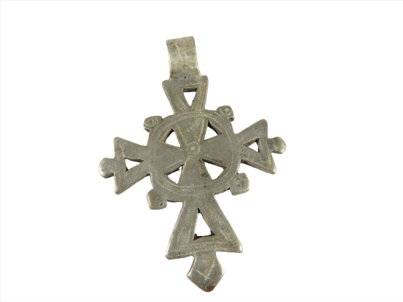 1 7/8" High Celtic Style Coptic Ethiopia Silver Cross With Chamfered Decoration - Just Stuff I Sell
