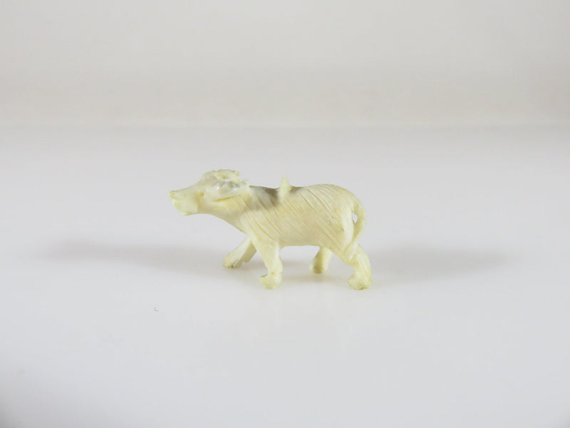 Antique Caved Bone Asian Water Buffalo Charm Pendant Figure Finely Carved Details - Just Stuff I Sell
