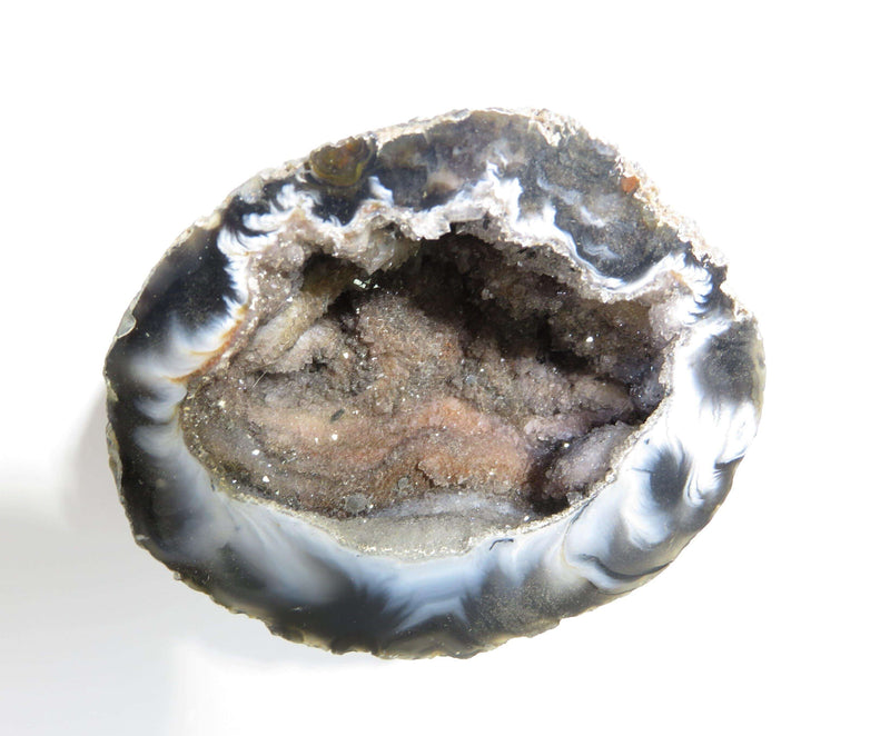 Gorgeous Black & White Agate Geode Half Druzy Crystal Cluster 2 3/4" x 2 1/2" - Just Stuff I Sell