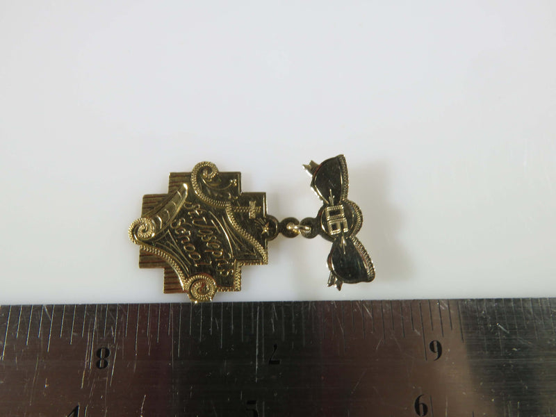 1906 10K Gold St Joseph's School Chamfered Medal Edwardian School Award Pin