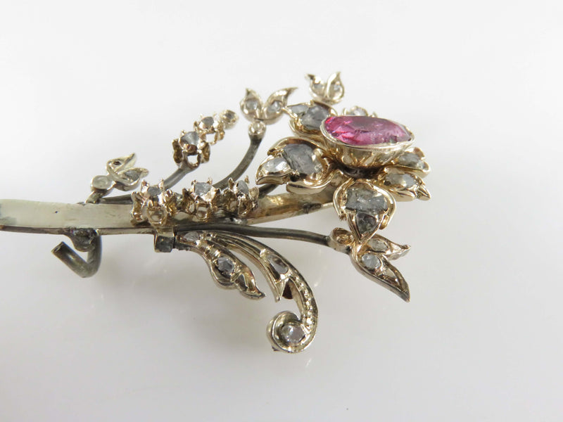 Antique Georgian Victorian Diamond Quartz Flower Pin for Repair Repurpose
