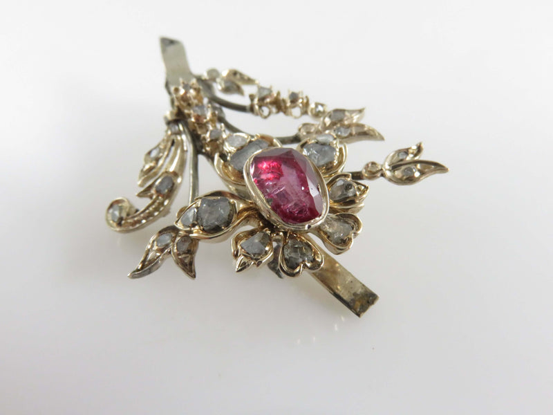 Antique Georgian Victorian Diamond Quartz Flower Pin for Repair Repurpose