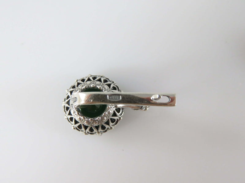 Fancy Vintage Sterling Ring & Earring Set Round Green Tourmaline Glass European