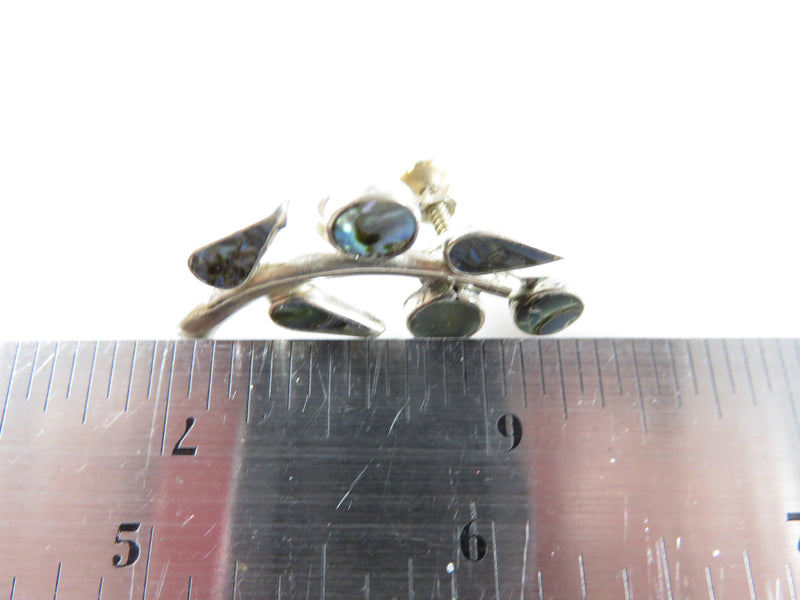 Vintage Unmatched Figural Flower Leaf Stem Abalone & Sterling Single Silver Scre