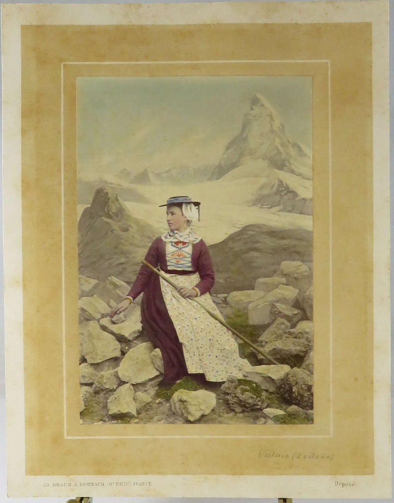 c1869 Canton de Valais, Switzerland Tinted Photograph Adolphe Braun Costumes De
