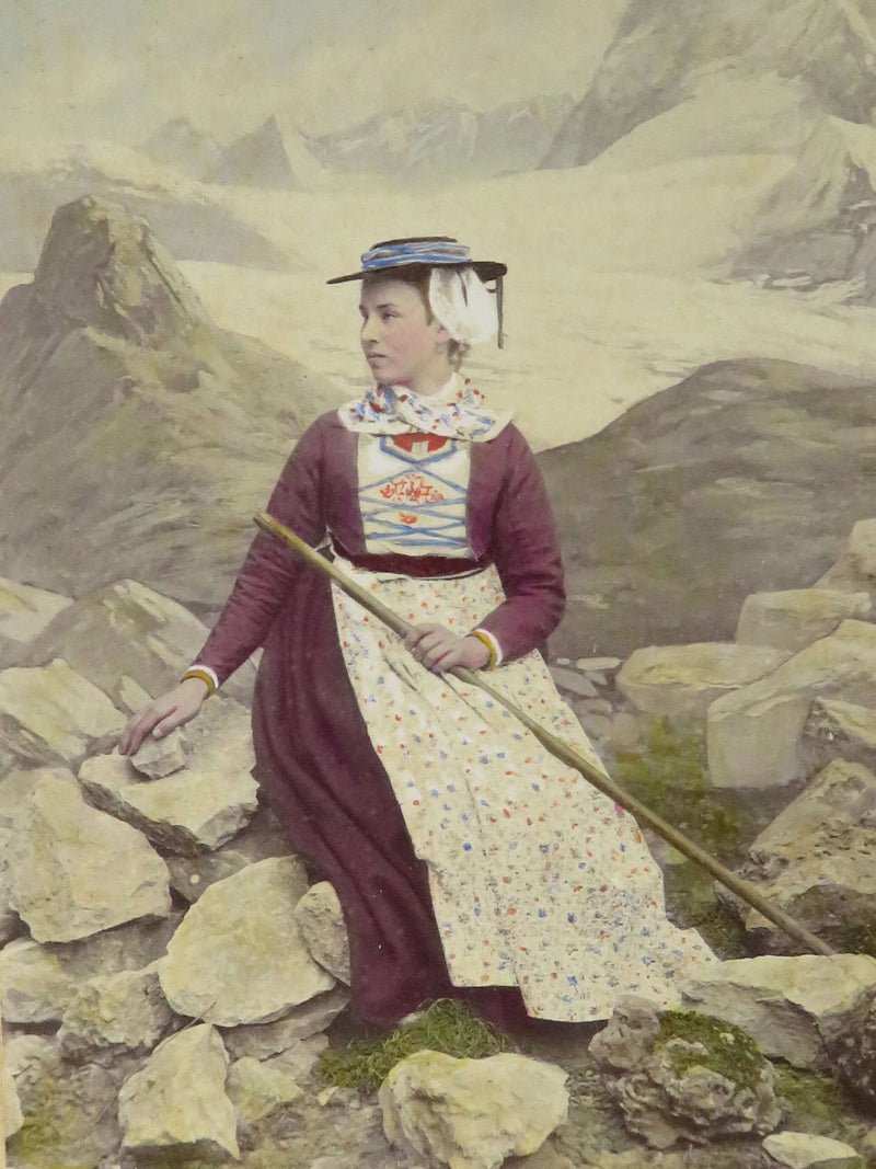 c1869 Canton de Valais, Switzerland Tinted Photograph Adolphe Braun Costumes De