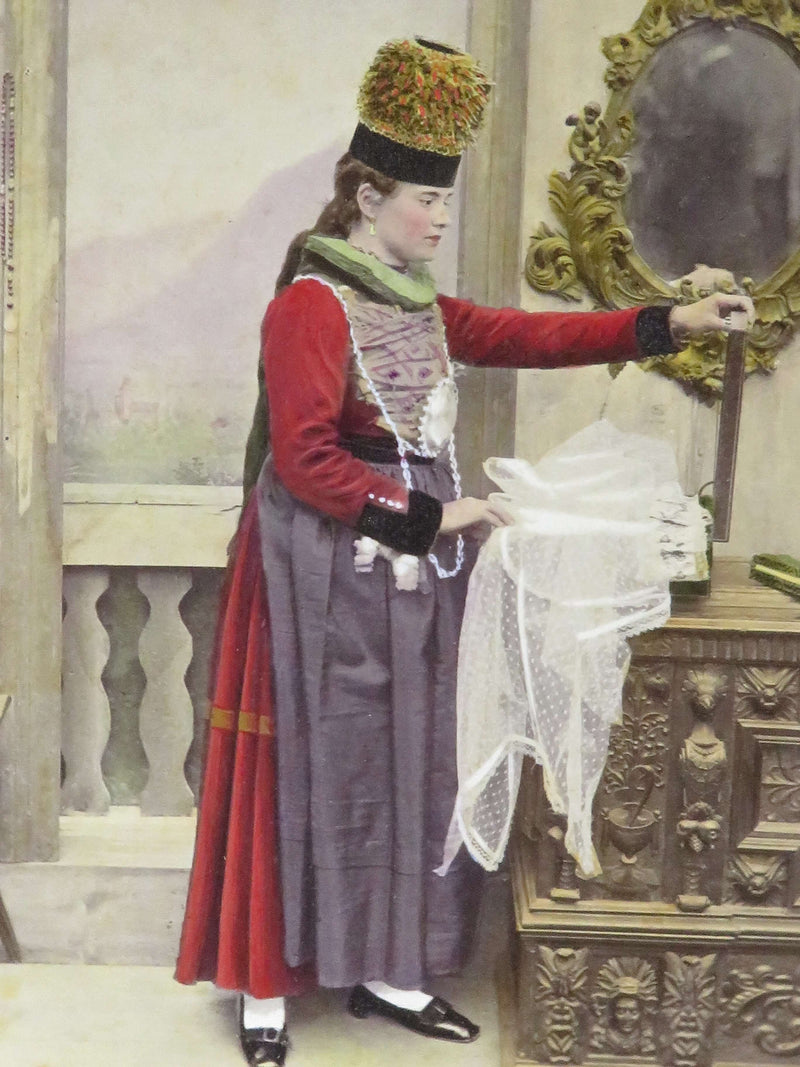 c1869 Canton de Fribourg, Switzerland Tinted Photograph Adolphe Braun Costumes D