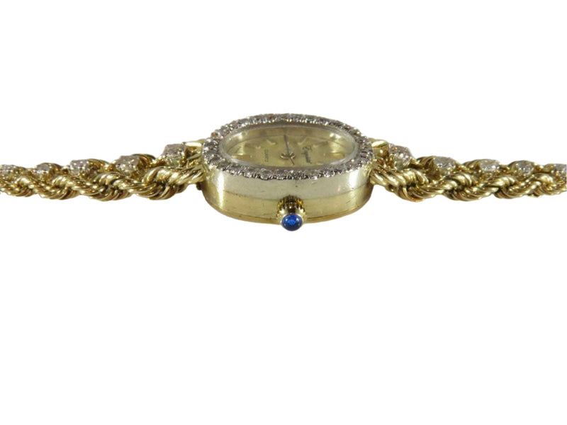 14K Gold Diamond & Sapphire Swiss Made Exquisite Quartz Watch Womens 16.8 Grams - Just Stuff I Sell
