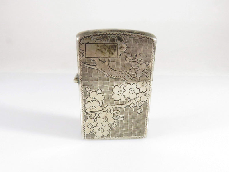 Circa 1950's Sterling Silver Flip top Case Floral Etched Pattern Lighter Case - Just Stuff I Sell