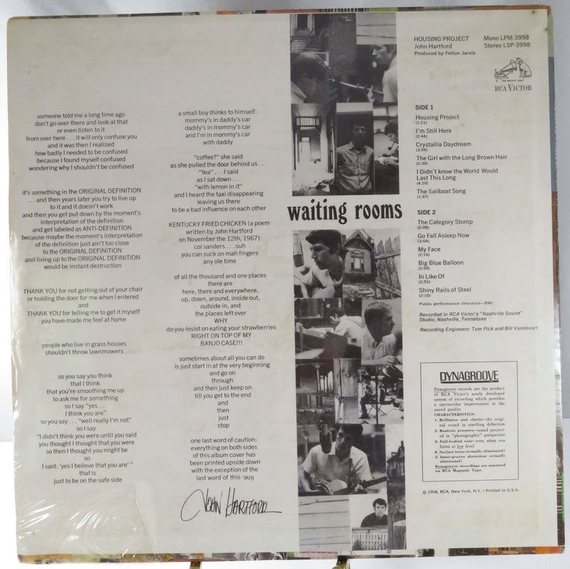 1968 John Hartford Housing Project New Old Stock Album Promo Copy RCA Victor LSP-3998