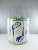 Desert Classic golf motif ice bucket with clear acrylic handle and lid