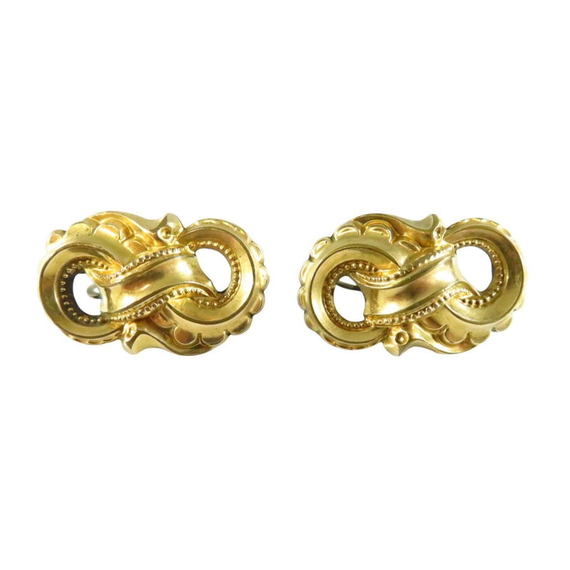 Antique Georgian Style Gold Gilded Screwback Earrings Brooch Conversion Set — Gold — front view
