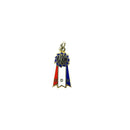 Vintage AKC CDX Red White Blue Enamel Ribbon Charm Petite 18.3mm — Gold, Enamel — front view