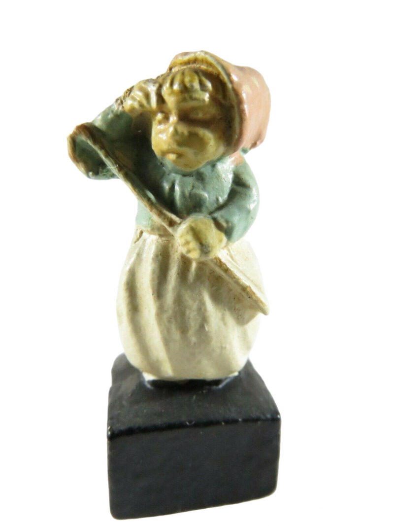 Miniature Carved Figure Heavy Paint Little Bo Peep Folk Art