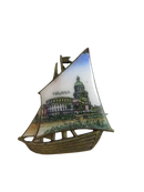 Front of Havana Cuba El Capitolio enamel sailboat brooch