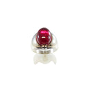 Sterling Silver Mid-Century Cabochon Ruby Ring Size 9.5 Vintage 9.7g — Sterling Silver, Silver • Ruby — front view